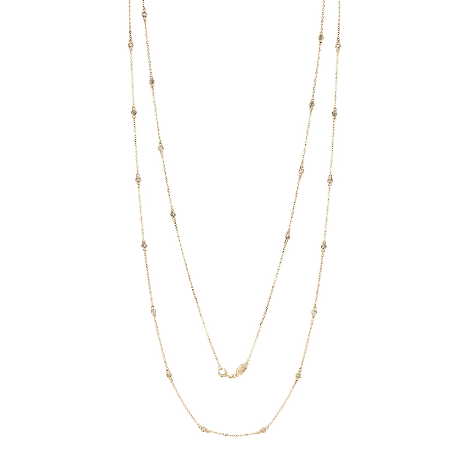 Suzy Levian 14k yellow gold diamond station necklace for New York championship jewelry style