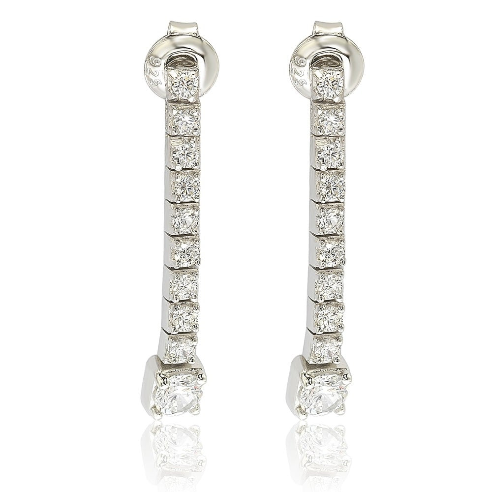 Suzy Levian white cubic zirconia graduating line dangle earrings for summer wedding guest jewelry