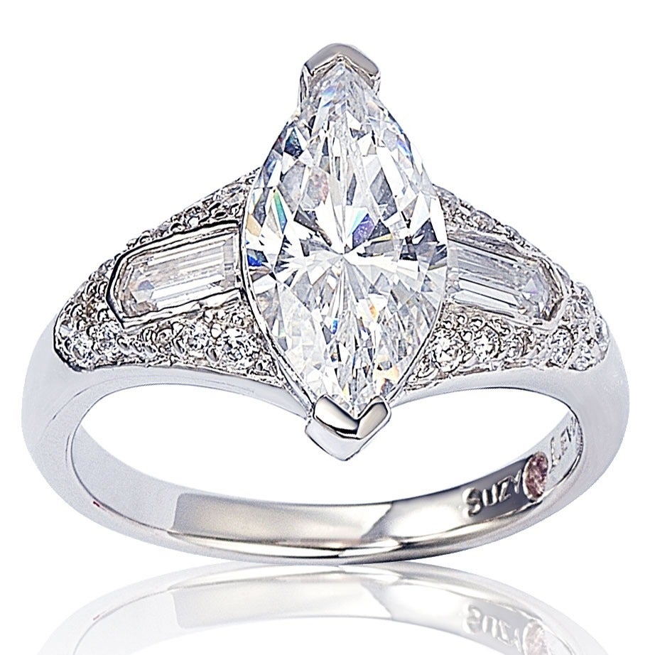 Sterling silver marquise cubic zirconia engagement ring