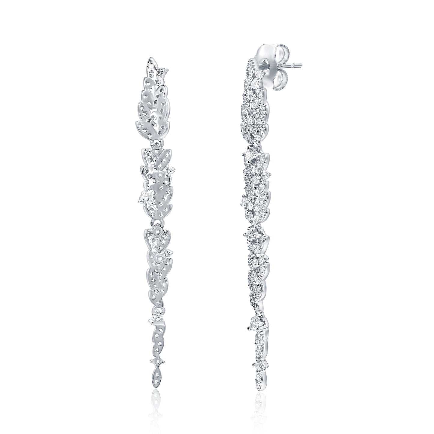Suzy Levian Sterling Silver Cubic Zirconia Leaf Drop Dangle Earrings