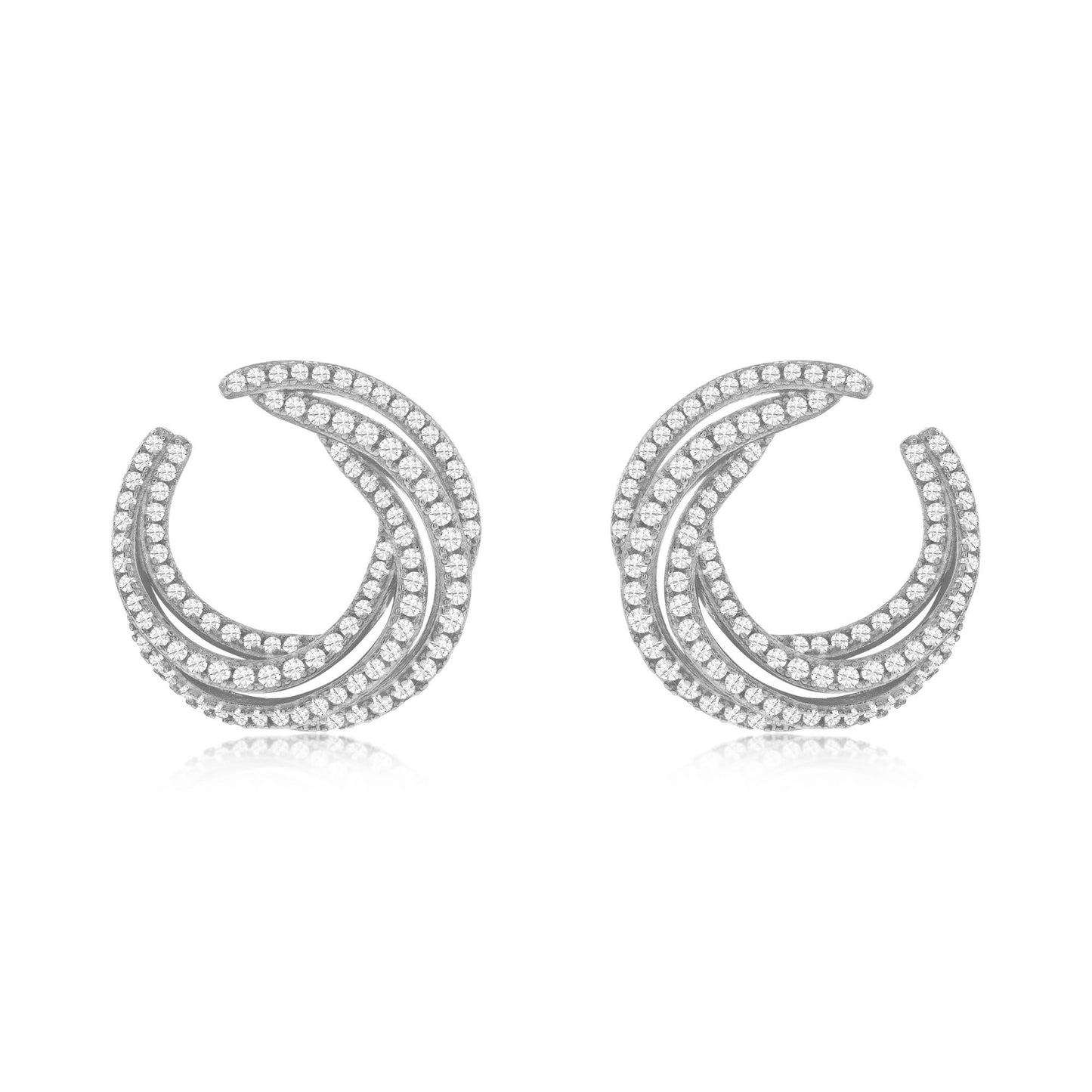 Suzy Levian Sterling Silver White Cubic Zirconia Open Circle Pave Earrings