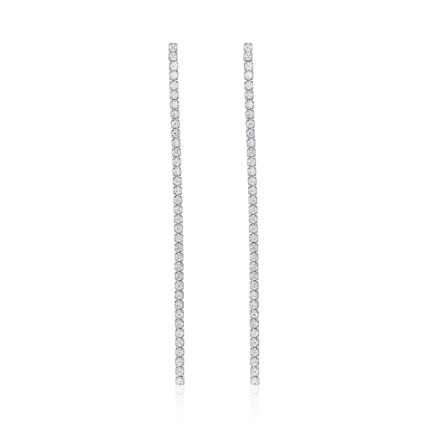Suzy Levian Sterling Silver Cubic Zirconia White Line Long Dangle Earrings