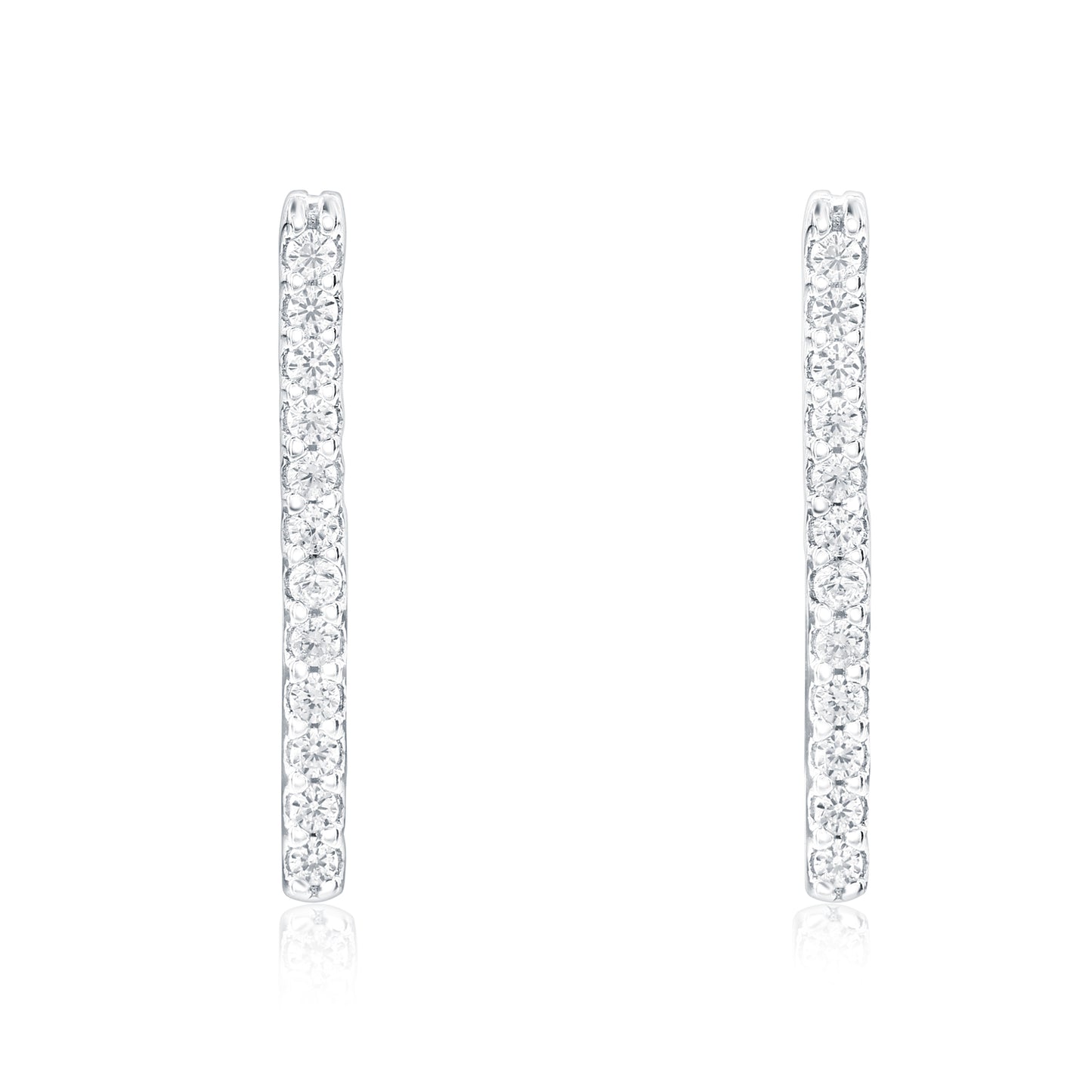 Suzy Levian Sterling Silver Pave Cubic Zirconia Square Open Hoop Earrings