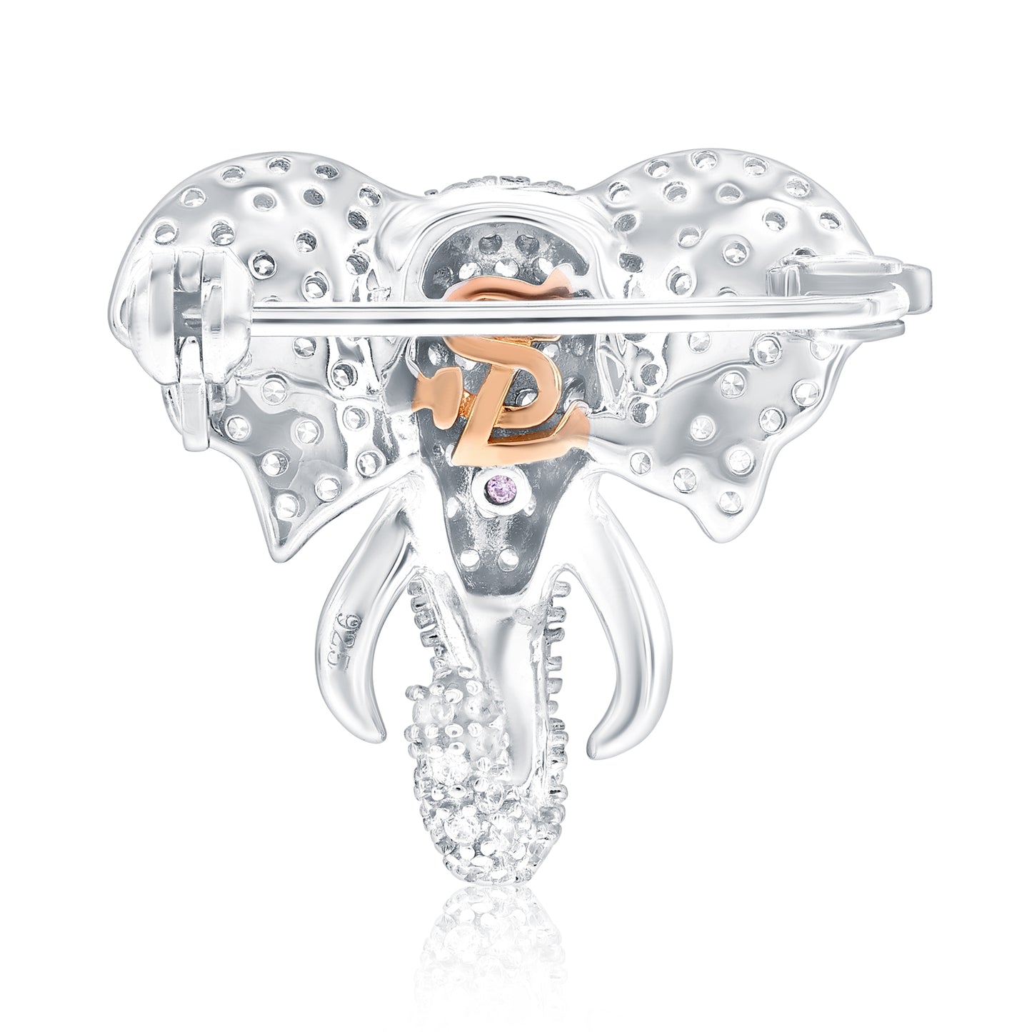Suzy Levian Sterling Silver White Cubic Zirconia Elephant Brooch