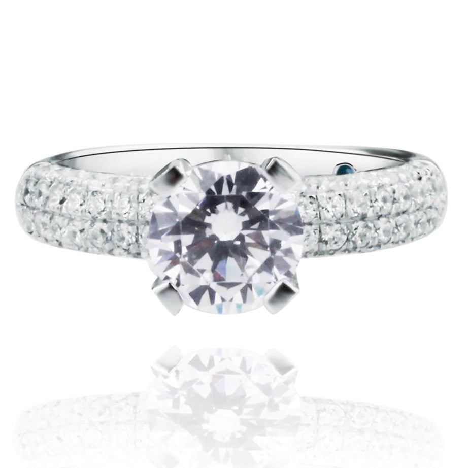 Suzy Levian Bridal Pave Cubic Zirconia Sterling Silver Engagement Ring