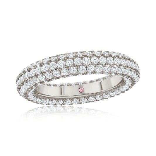 Suzy Levian Sterling Silver Cubic Zirconia Pave Round Eternity Band