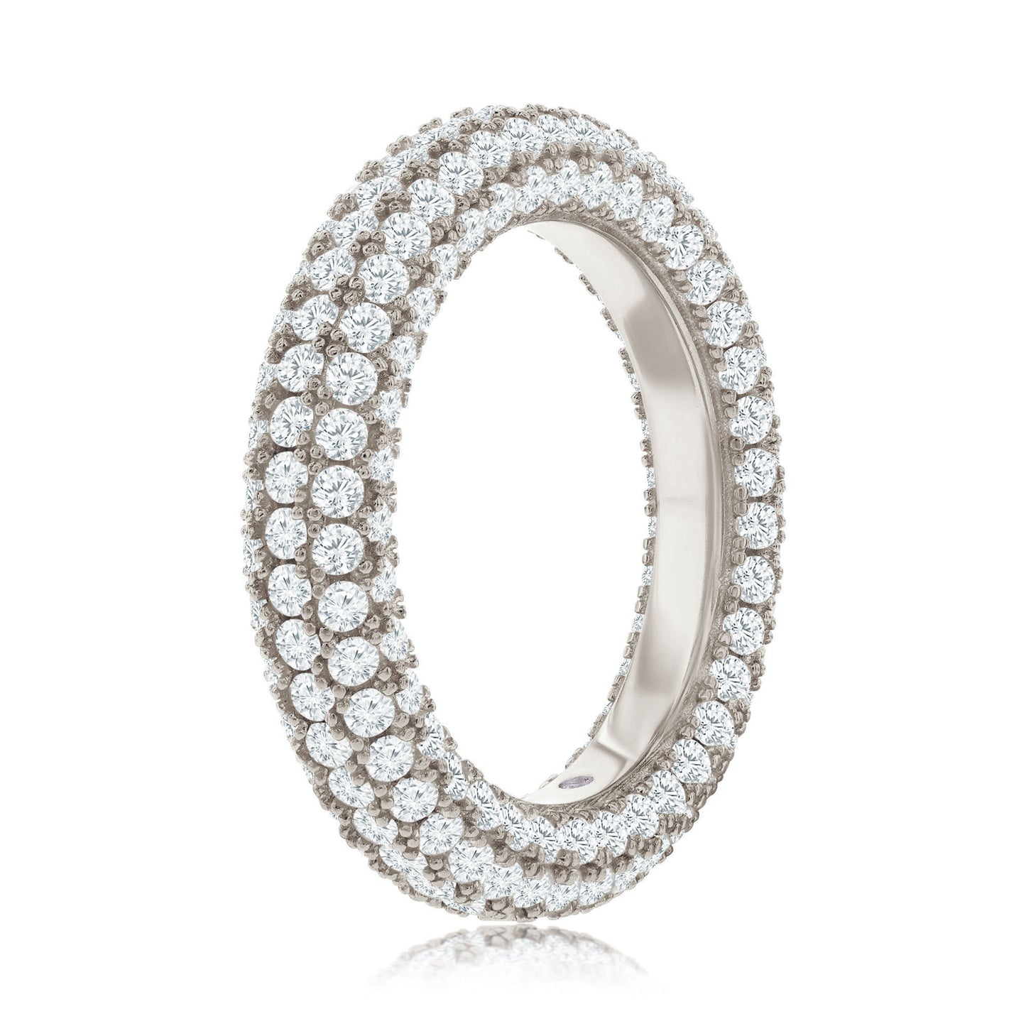 Suzy Levian Sterling Silver Cubic Zirconia Pave Round Eternity Band