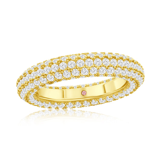 Suzy Levian Yellow Sterling Silver Cubic Zirconia Pave Round Eternity Band
