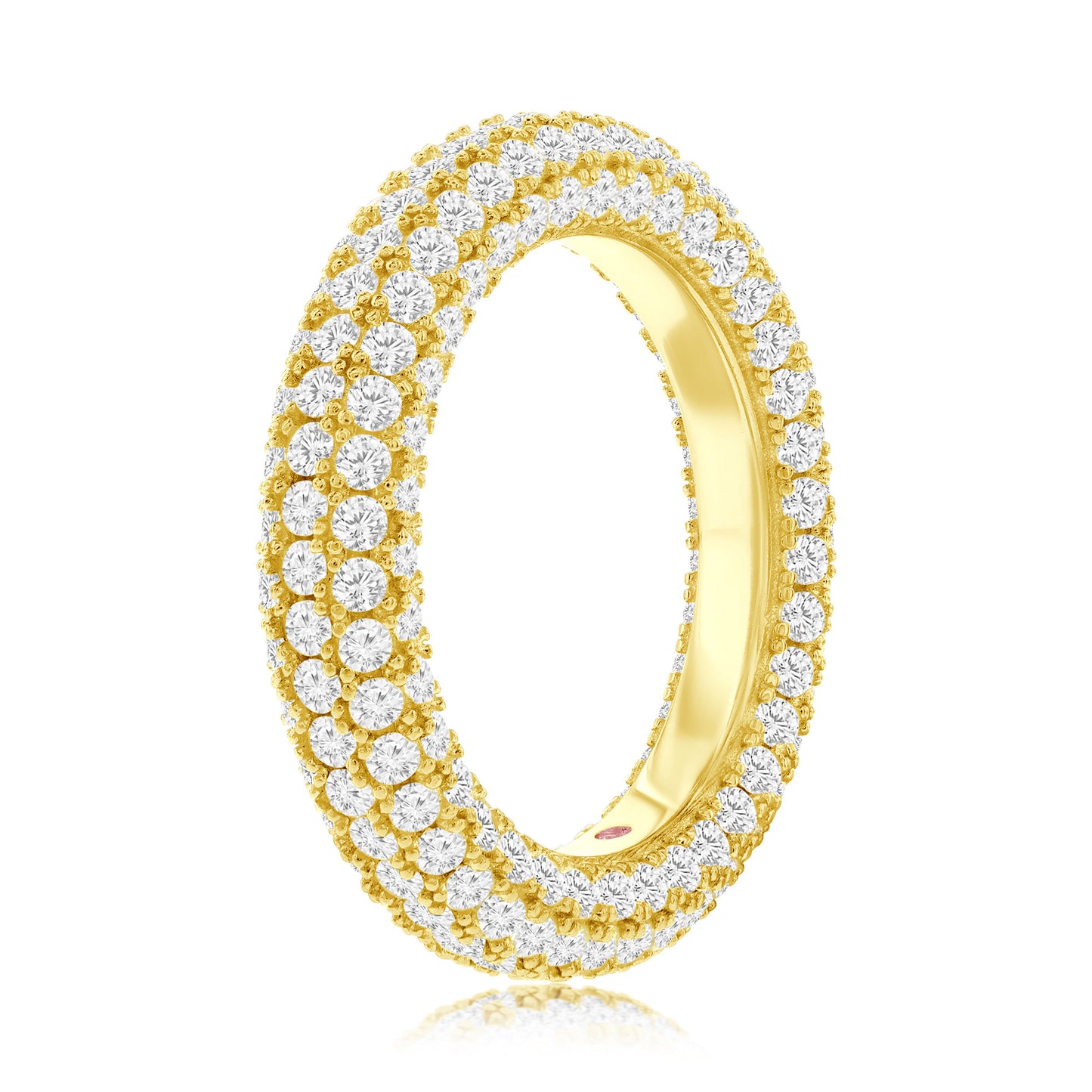 Suzy Levian Yellow Sterling Silver Cubic Zirconia Pave Round Eternity Band