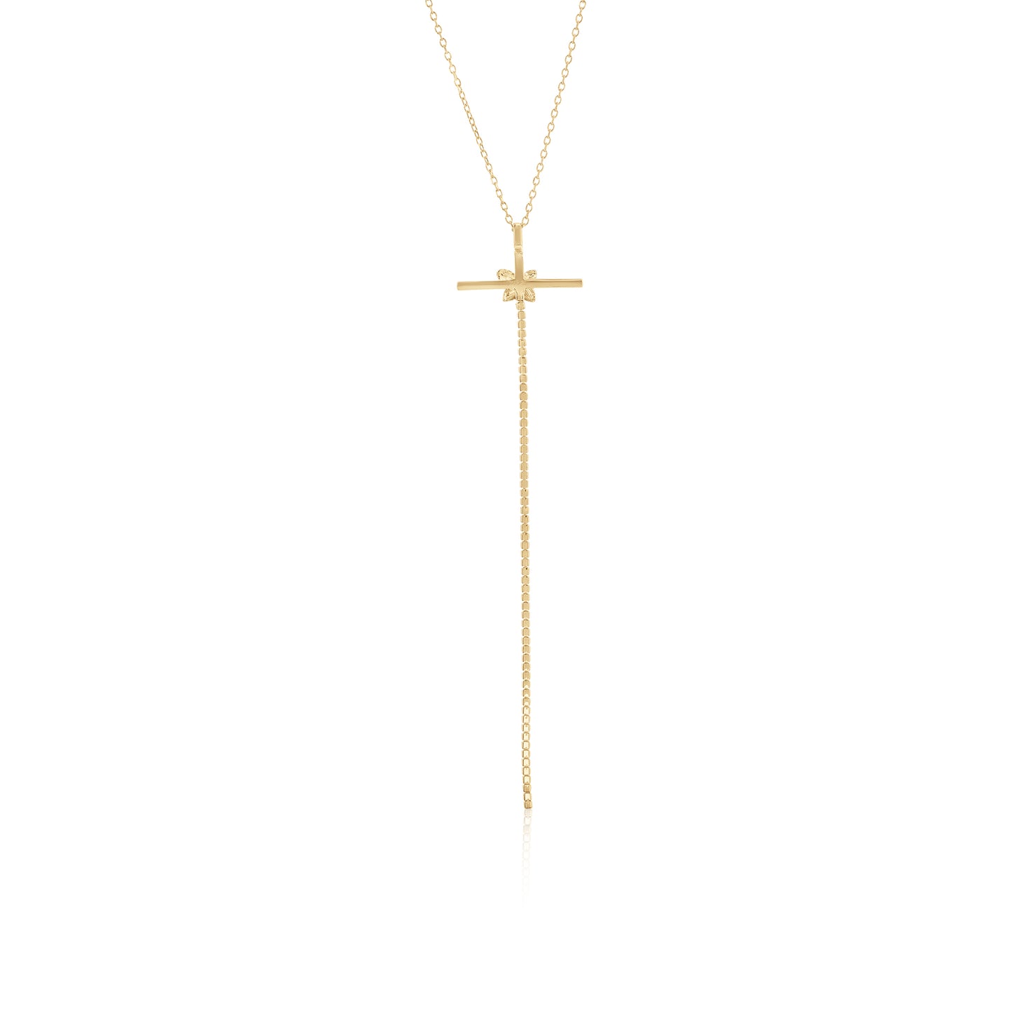 Suzy Levian Yellow Sterling Silver Cubic Zirconia Cross Flower Accent Drop Pendant Necklace