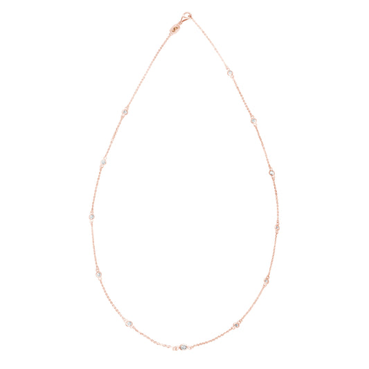 Suzy Levian 0.50 ct TDW 14k Rose Gold Bezel Diamonds by the Yard Station Necklace
