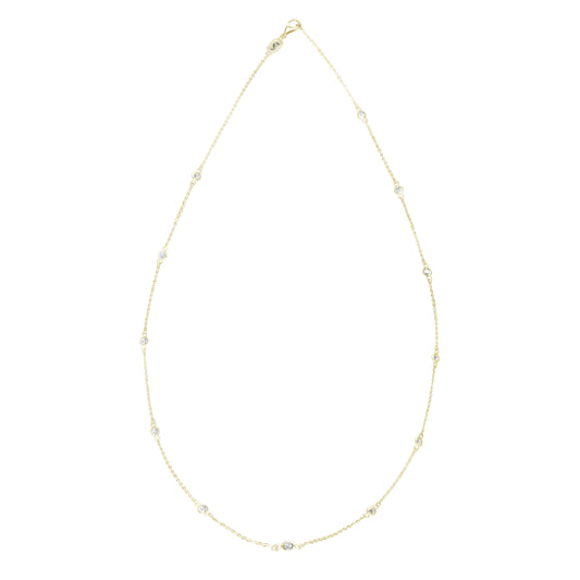 Suzy Levian 0.50 ct TDW 14k Yellow Gold Bezel Diamonds by the Yard Station Necklace