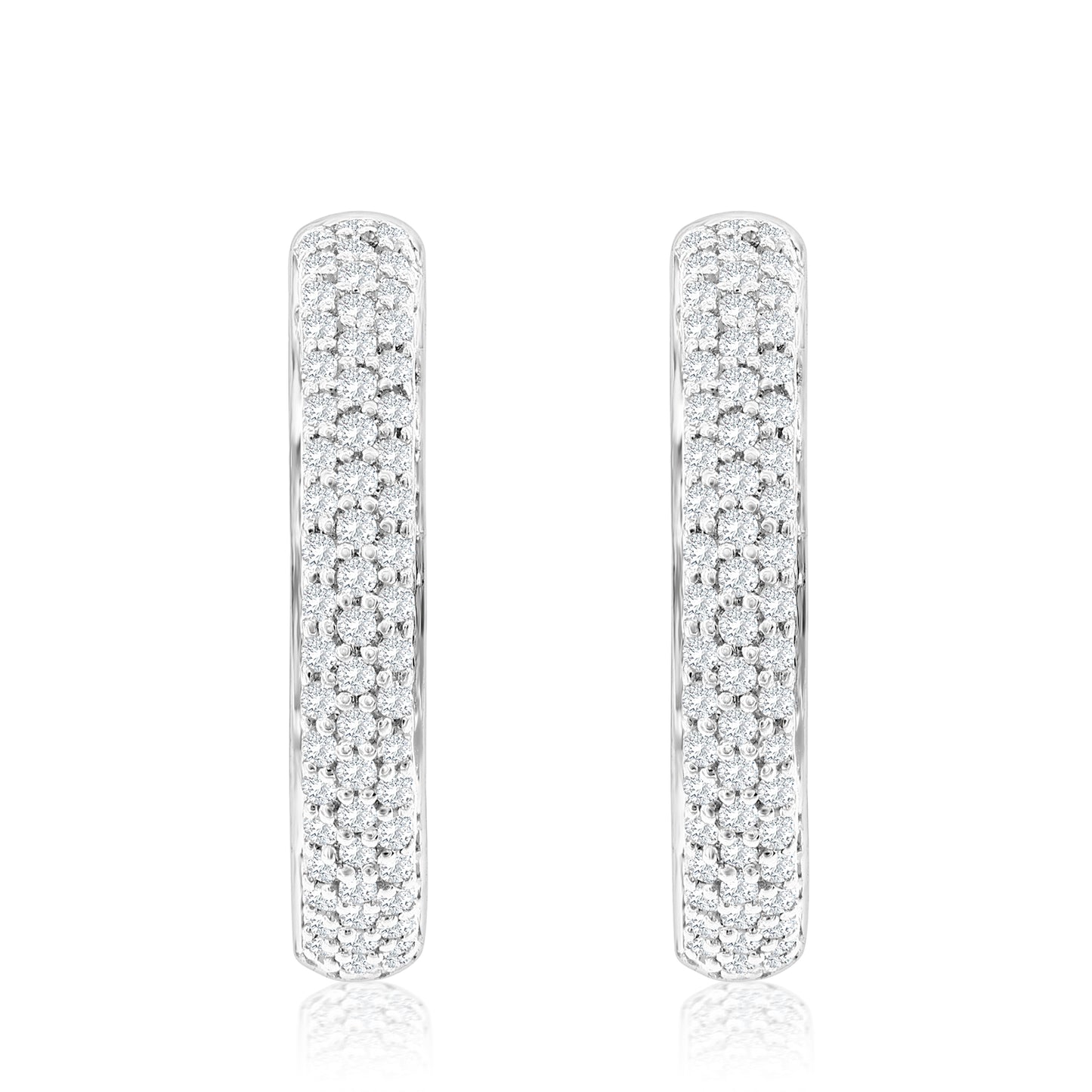 Suzy Levian 14k White Gold & .24 cttw White Diamond Pave Huggie Hoop Earrings