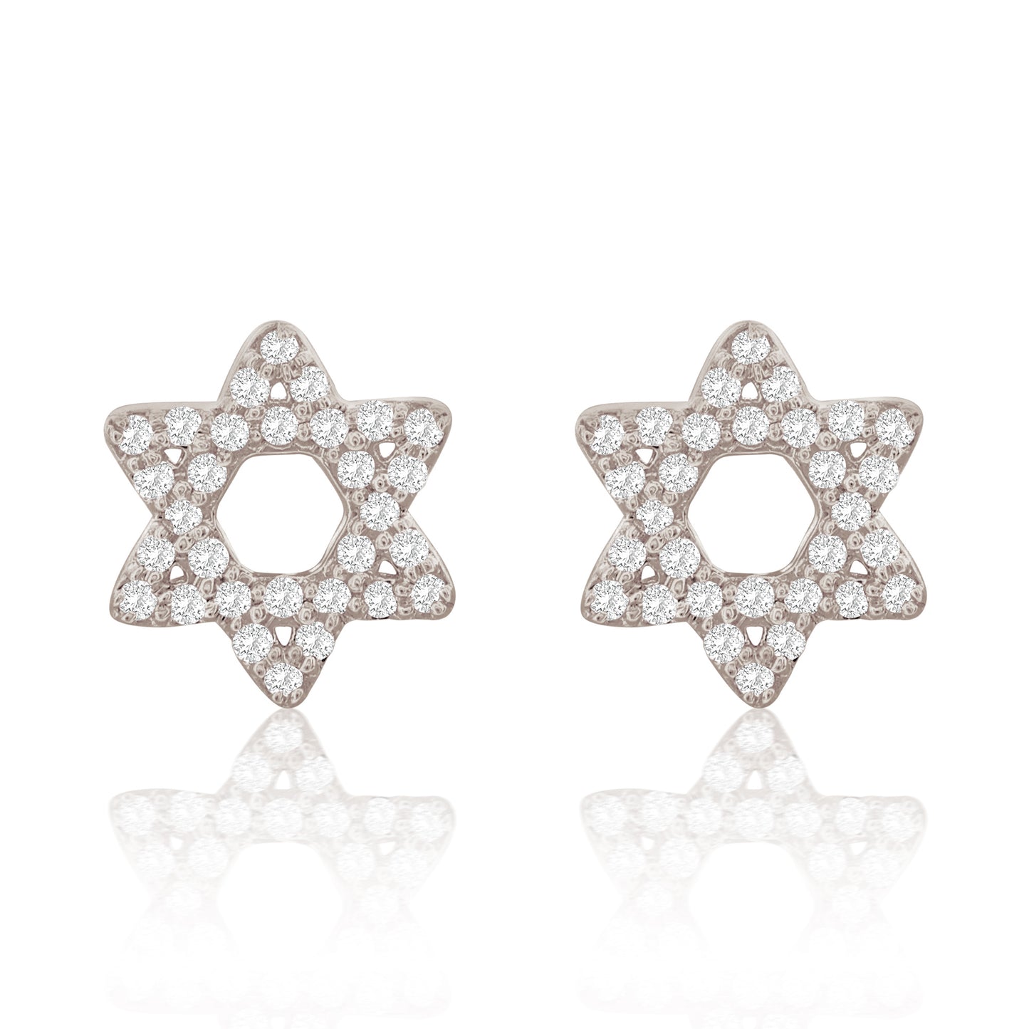 Suzy Levian 14K White Gold .13 cttw Diamond Pave Star Of David Stud Earrings