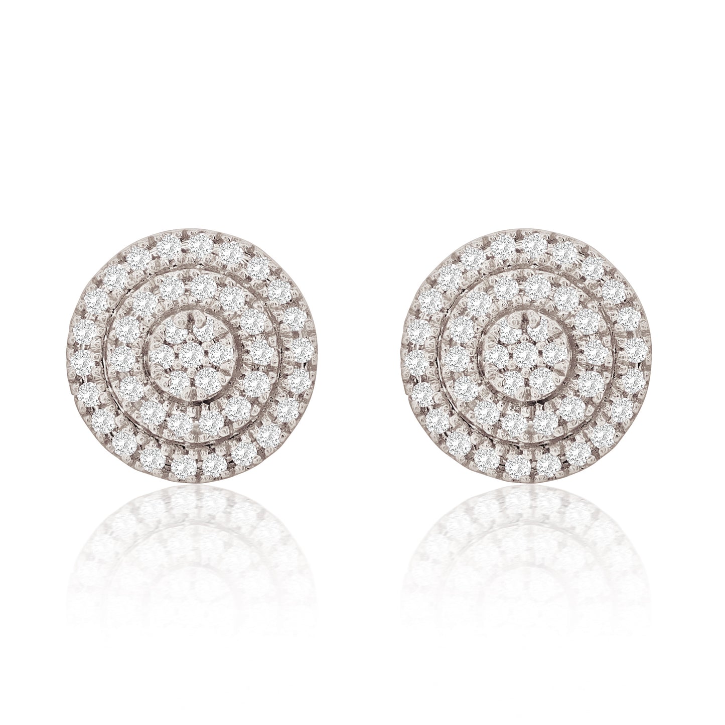 Suzy Levian 14K White Gold .17 cttw Pave Diamond Round Stud Earrings
