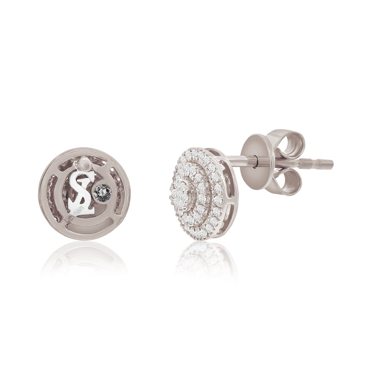 Suzy Levian 14K White Gold .17 cttw Pave Diamond Round Stud Earrings