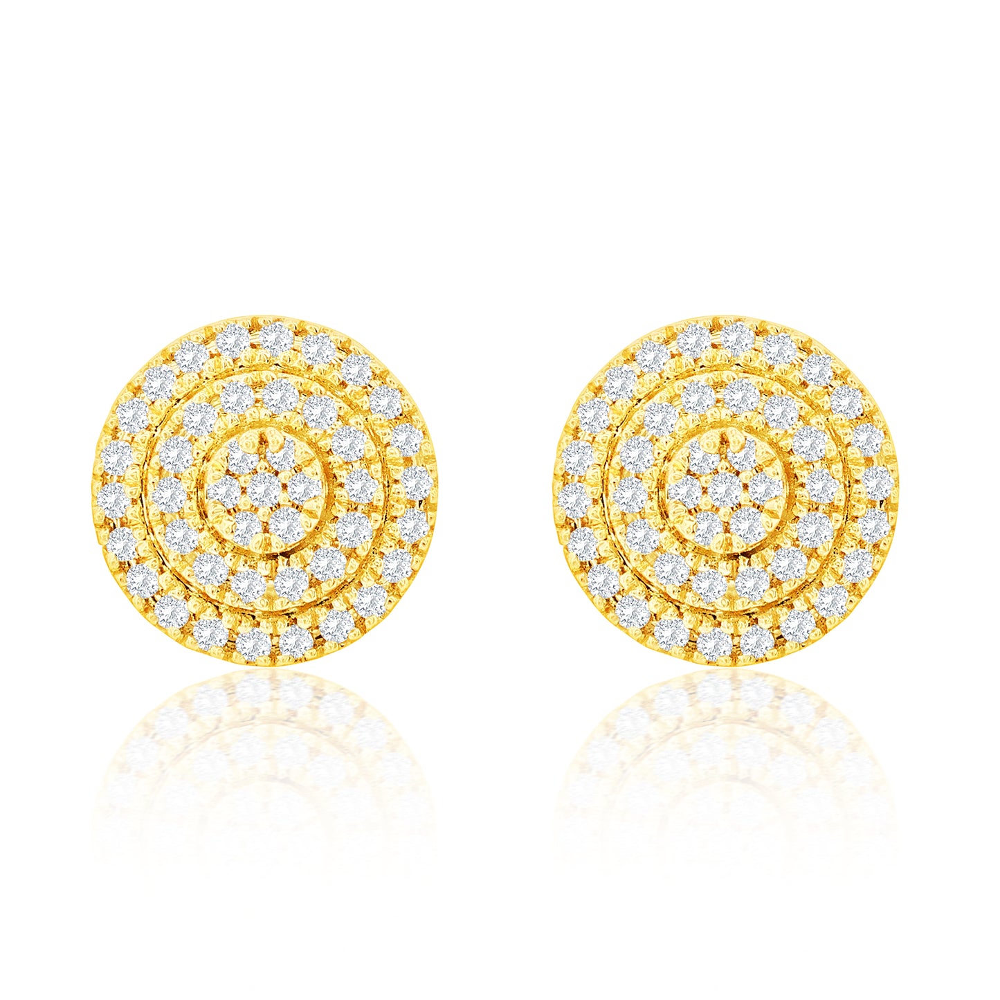 Suzy Levian 14K Yellow Gold .17 cttw Pave Diamond Round Stud Earrings