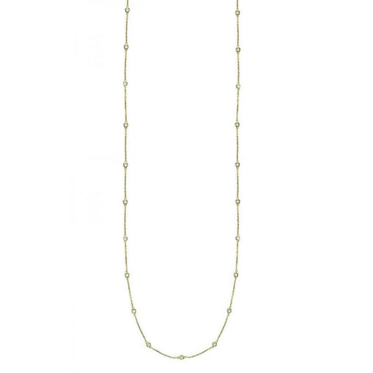 Suzy Levian 14k Yellow Gold 1 cttw Bezel Diamond Station Necklace (36 inch)