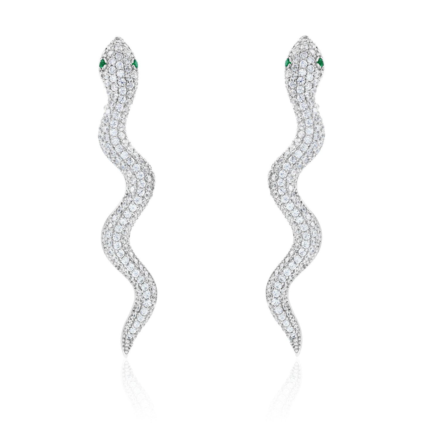 Suzy Levian Sterling Silver Cubic Zirconia Wild Snake Earrings