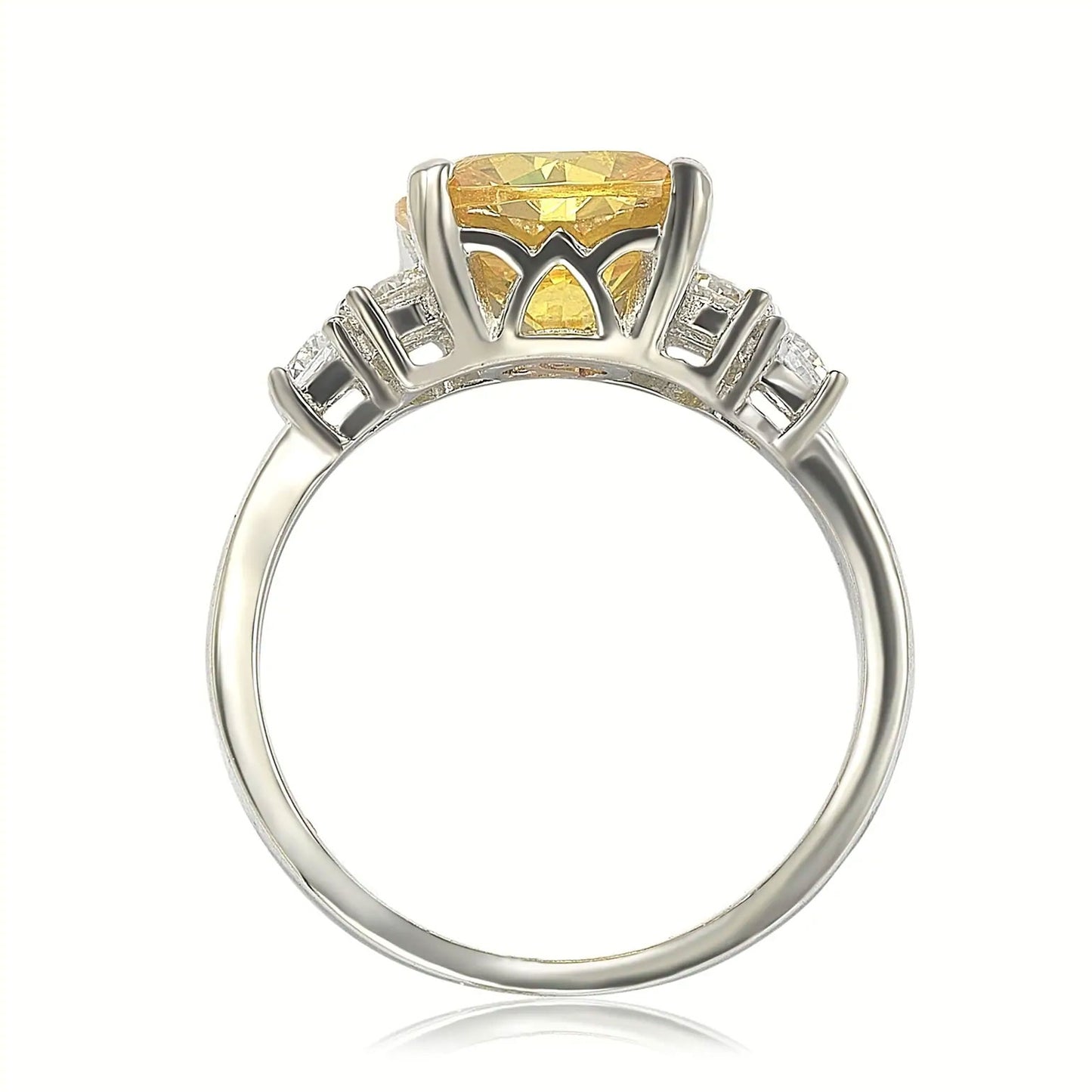 Suzy Levian Sterling Silver Yellow Cubic Zirconia Engagement Ring