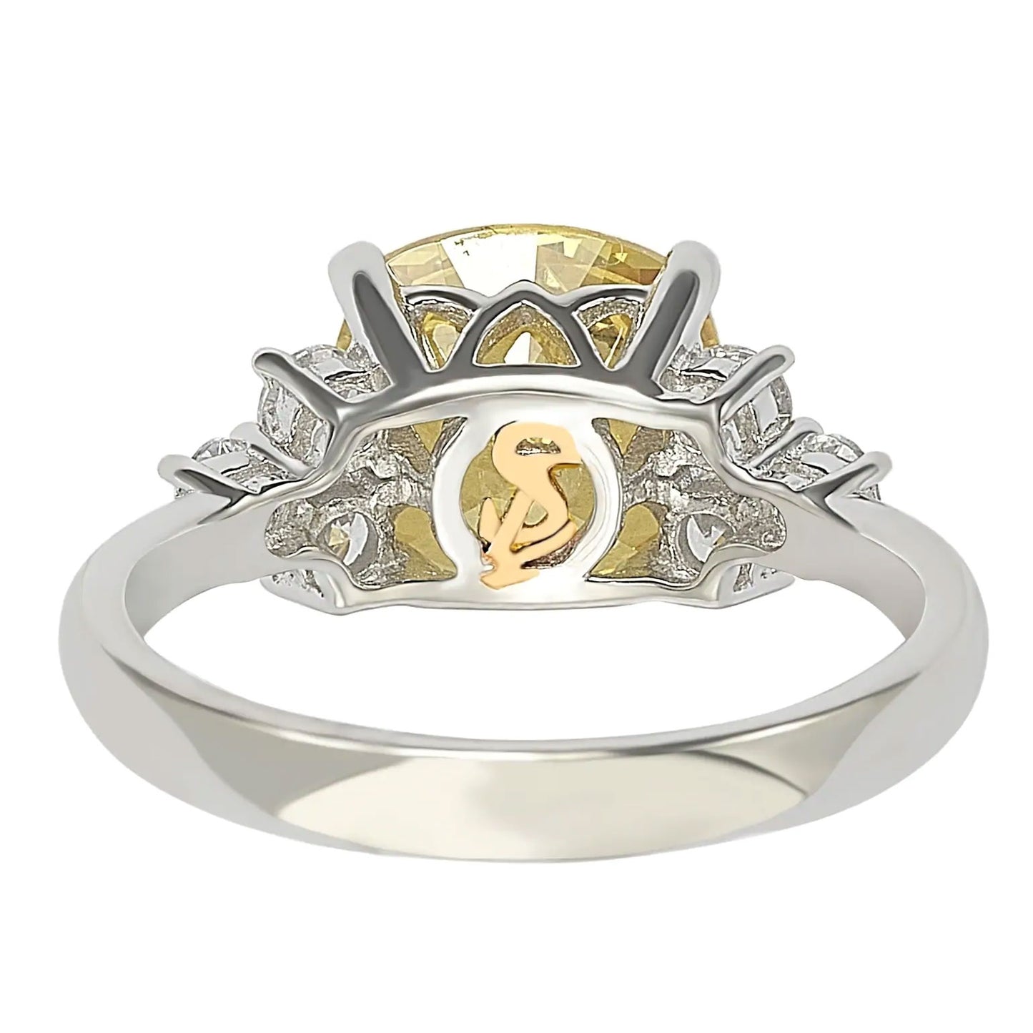 Suzy Levian Sterling Silver Yellow Cubic Zirconia Engagement Ring