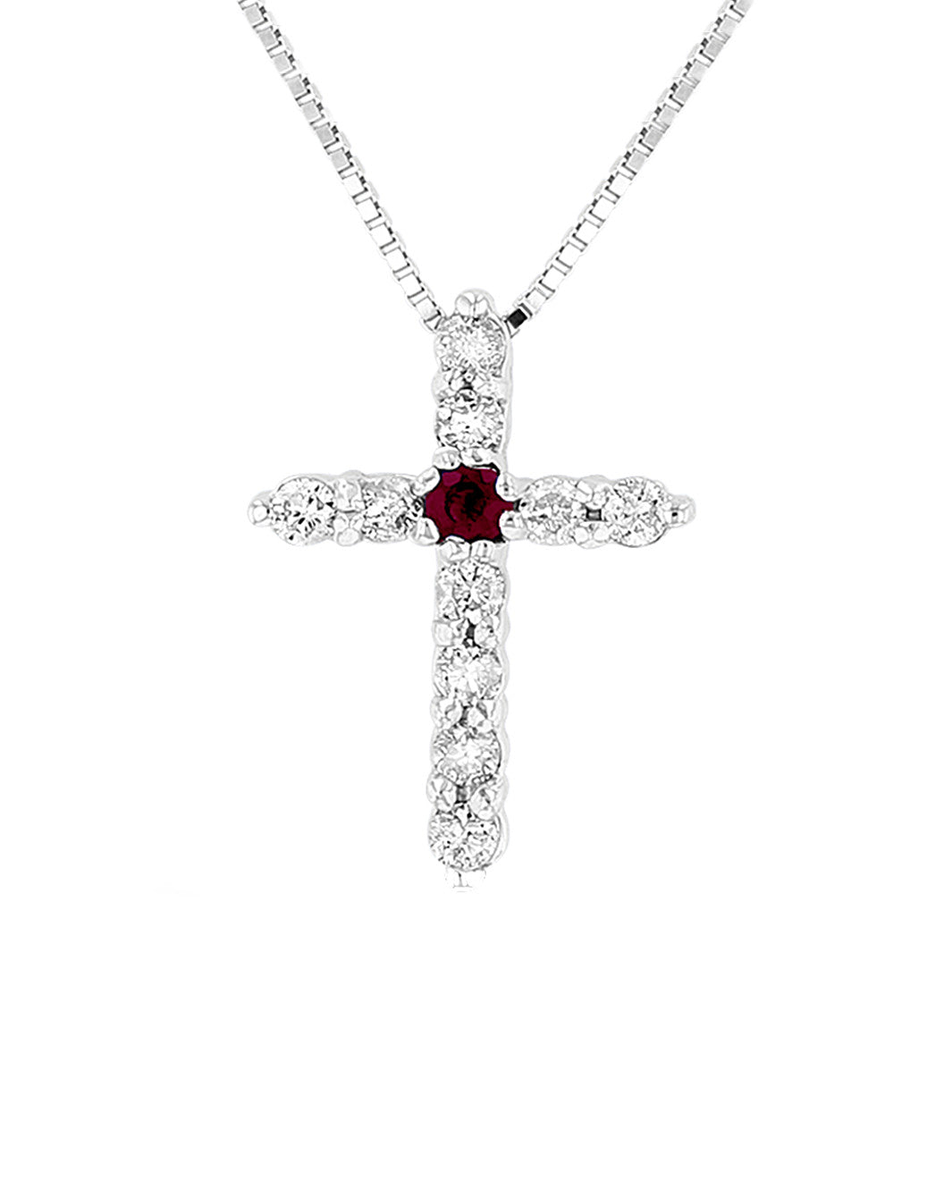 Suzy Levian 14k White Gold Diamond & Ruby Cross Pendant – SUZY