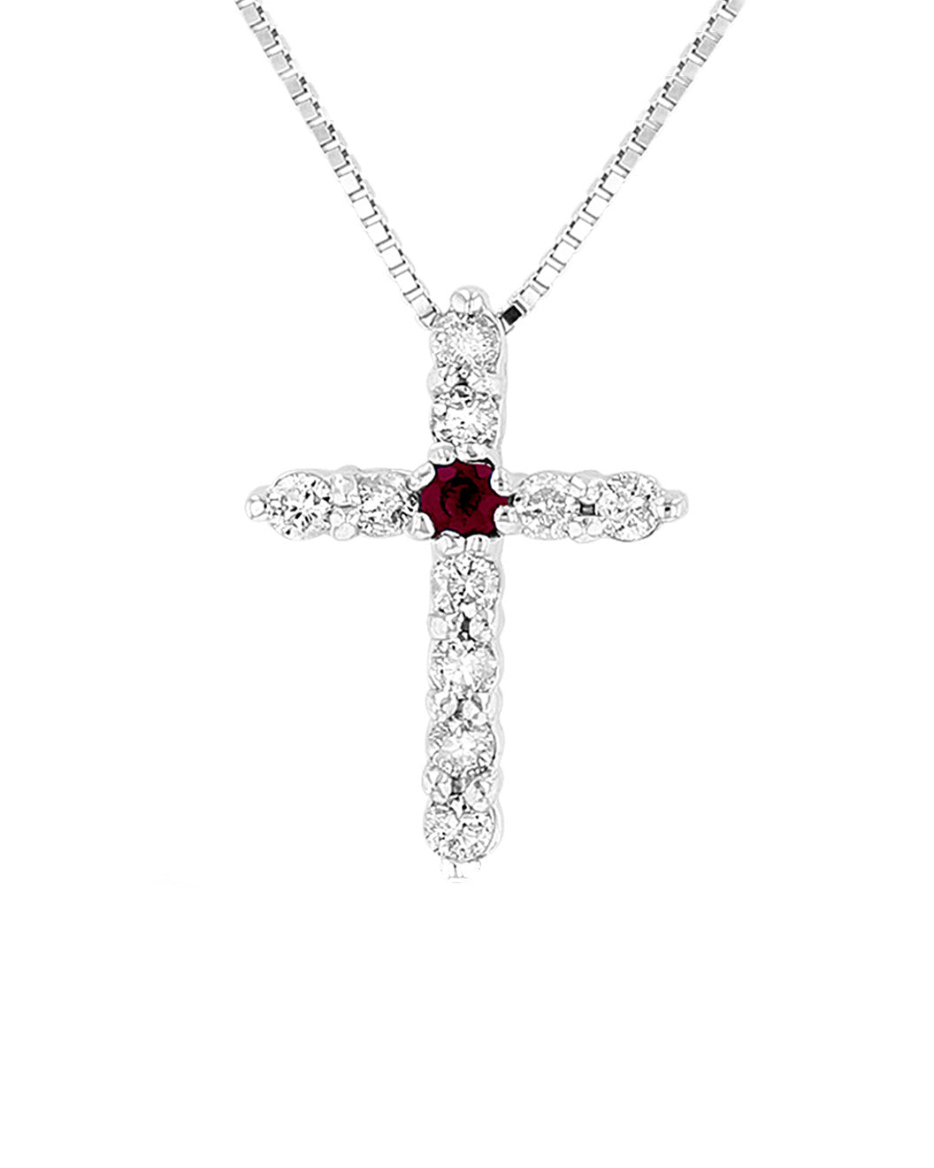 Diamond and ruby cross necklace Clearance