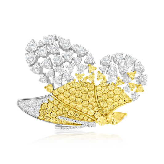 Suzy Levian Sterling Silver Yellow & White Cubic Zirconia Oversized Butterfly Brooch