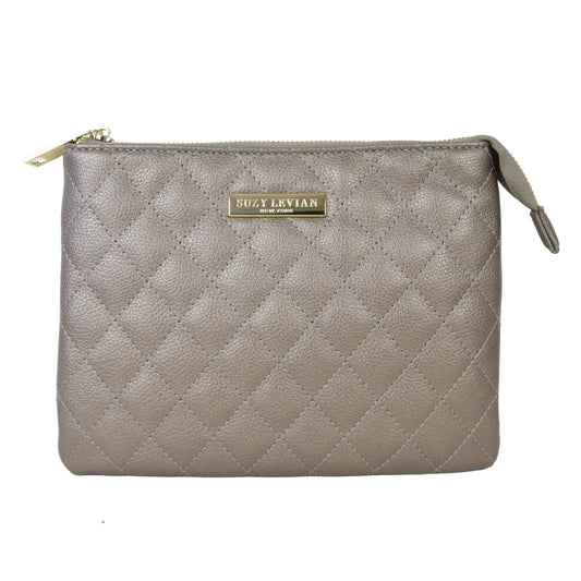 Suzy Levian Small Quilted Jewelry Travel Case in Champagne