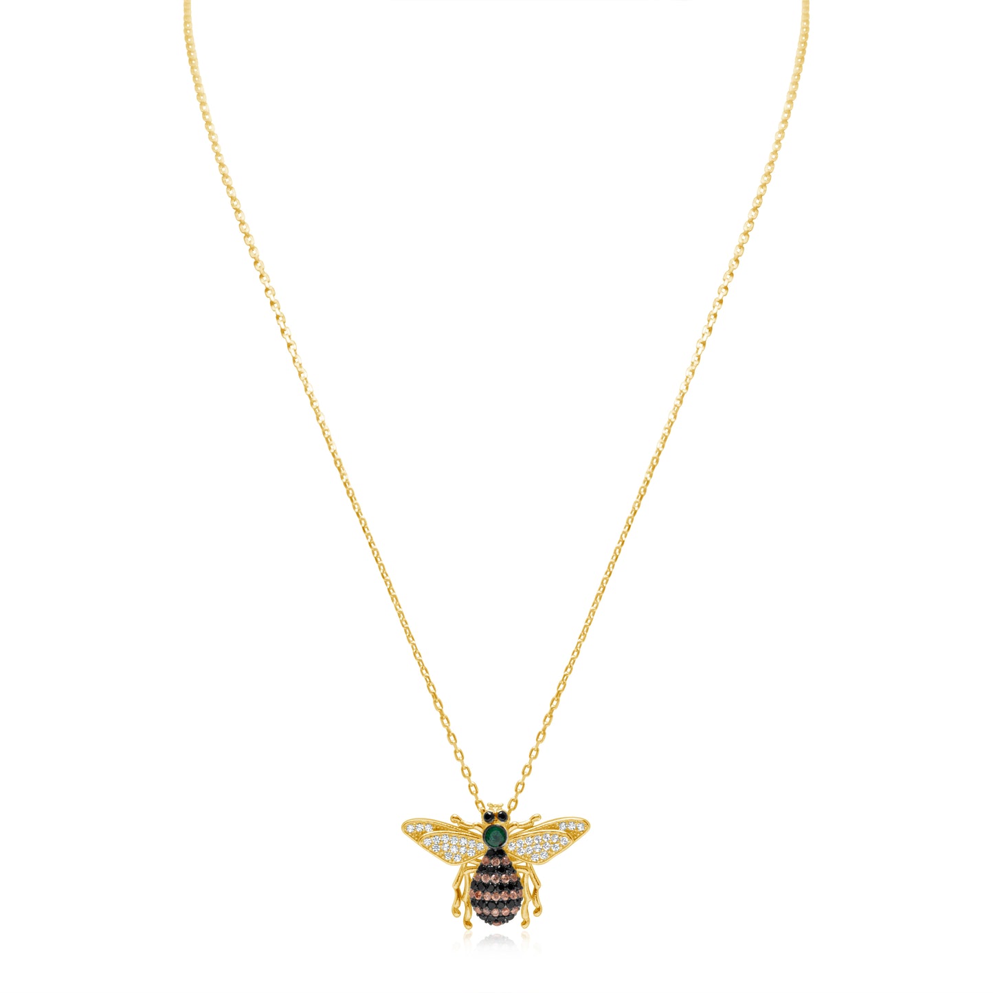 Suzy Levian Yellow Sterling Silver Cubic Zirconia Bumble Bee Necklace