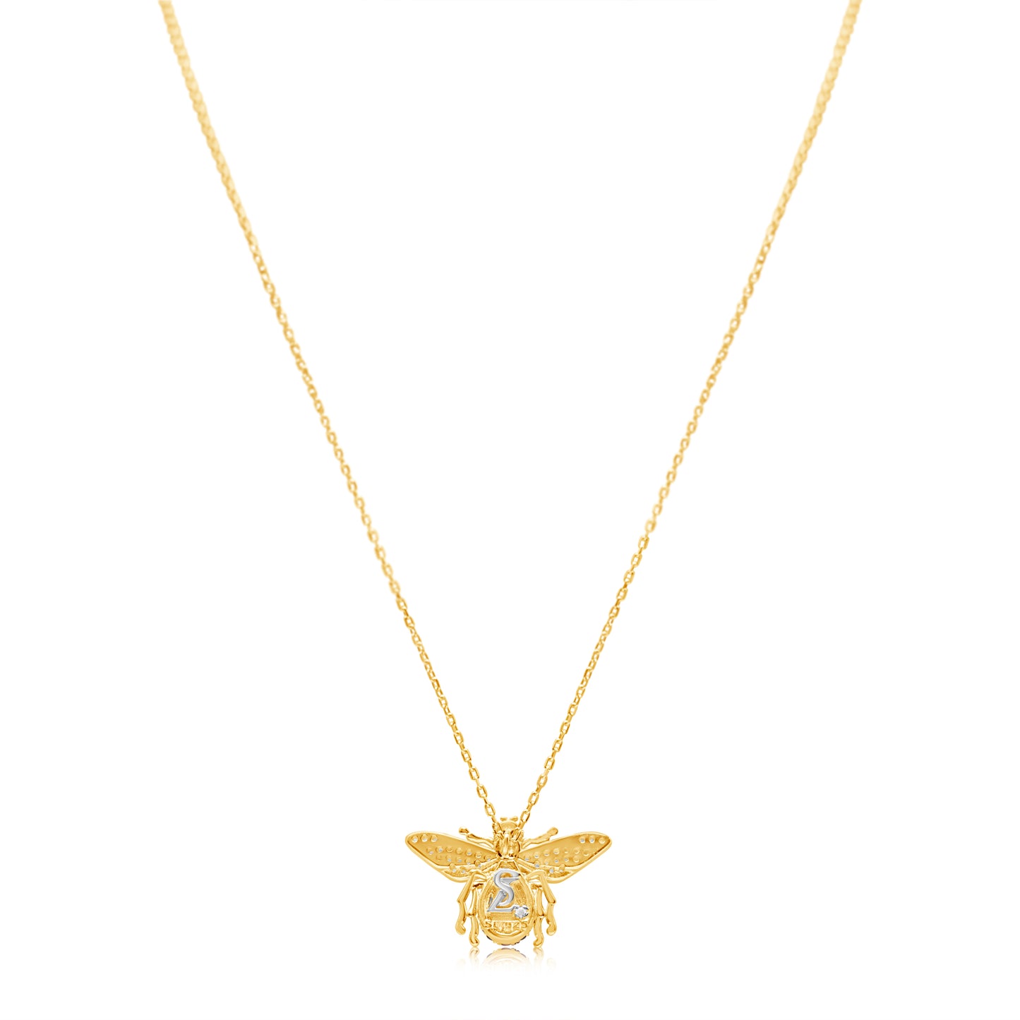 Suzy Levian Yellow Sterling Silver Cubic Zirconia Bumble Bee Necklace