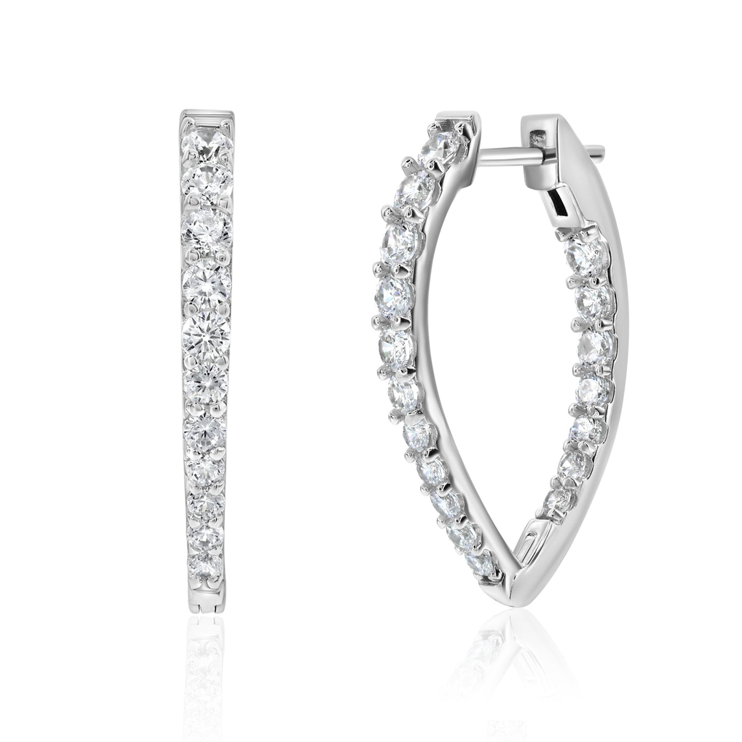 Suzy Levian Sterling Silver White Cubic Zirconia Teardrop Shape Earrings