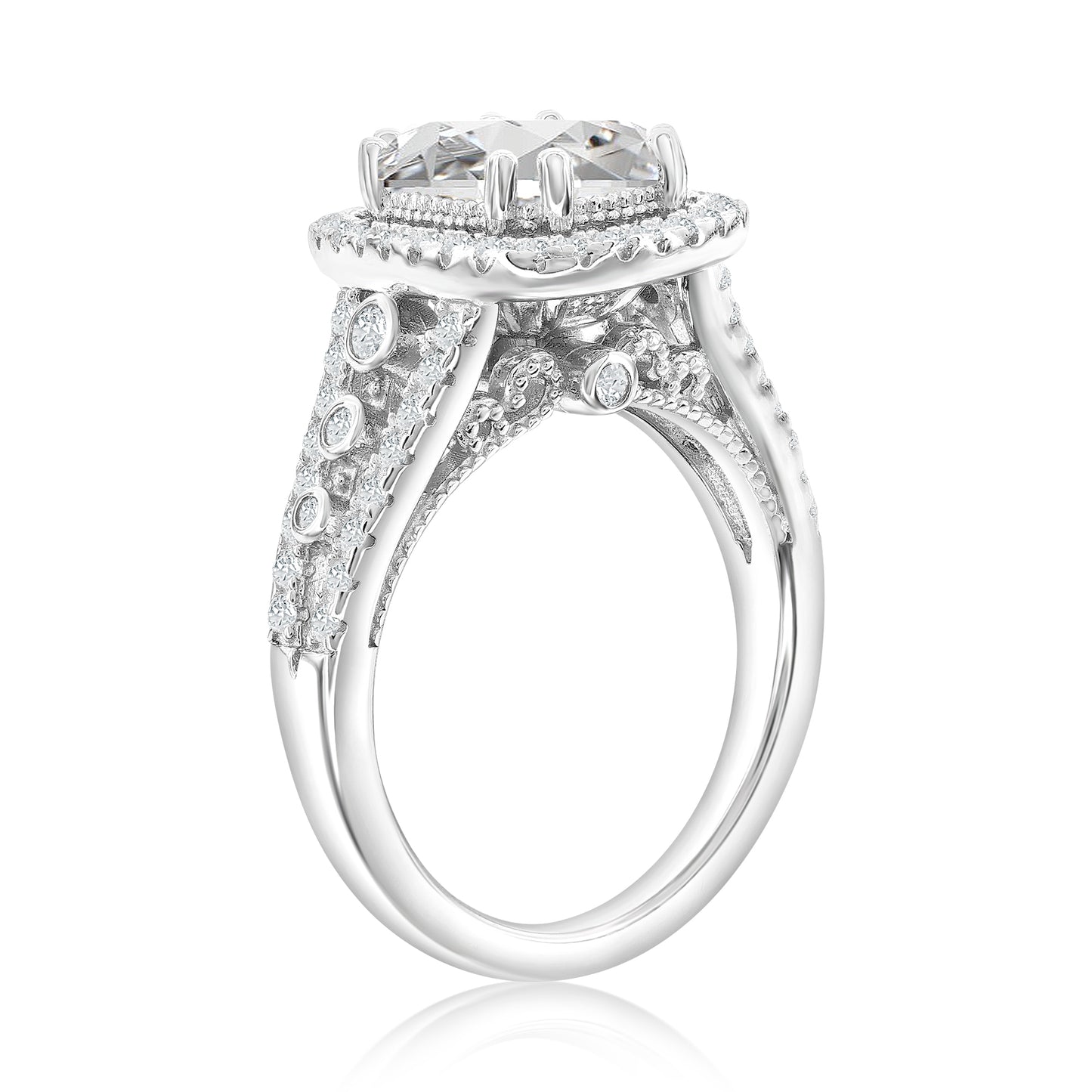 Suzy Levian White Sterling Silver White Cubic Zirconia Engagement Ring