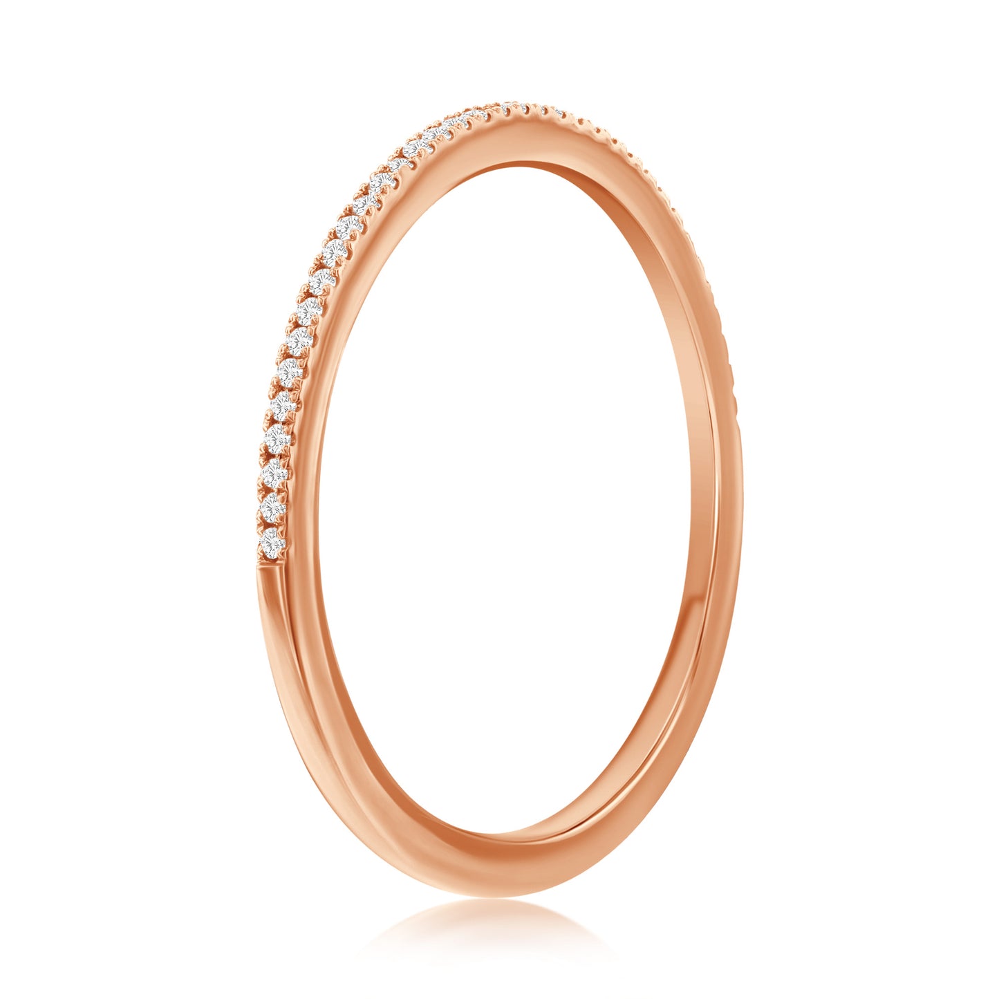 Suzy Levian 14k Rose Gold & .06 cttw White Diamond Pave Half Eternity Ring