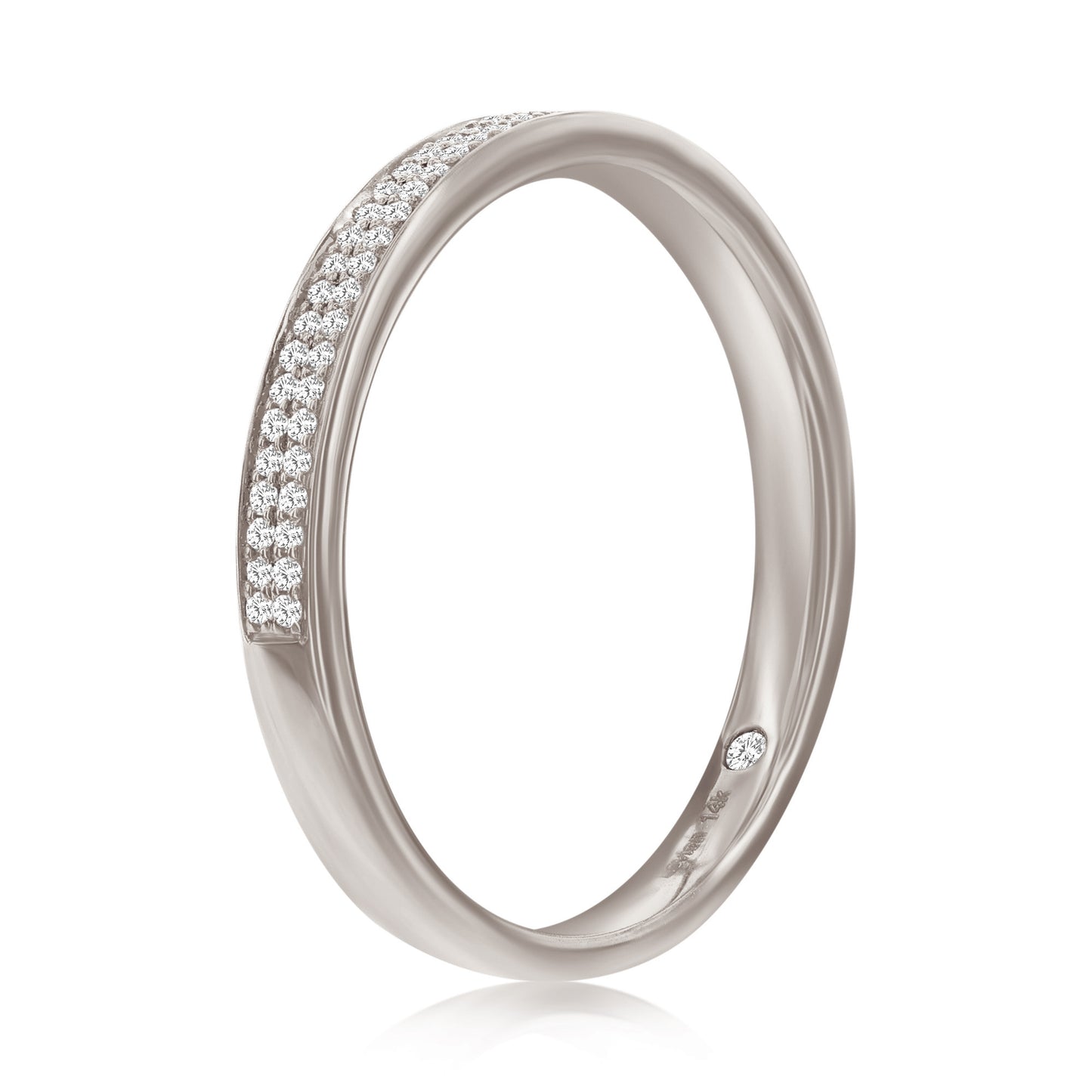 Suzy Levian 14k White Gold & .16cttw White Diamond Half Eternity Ring