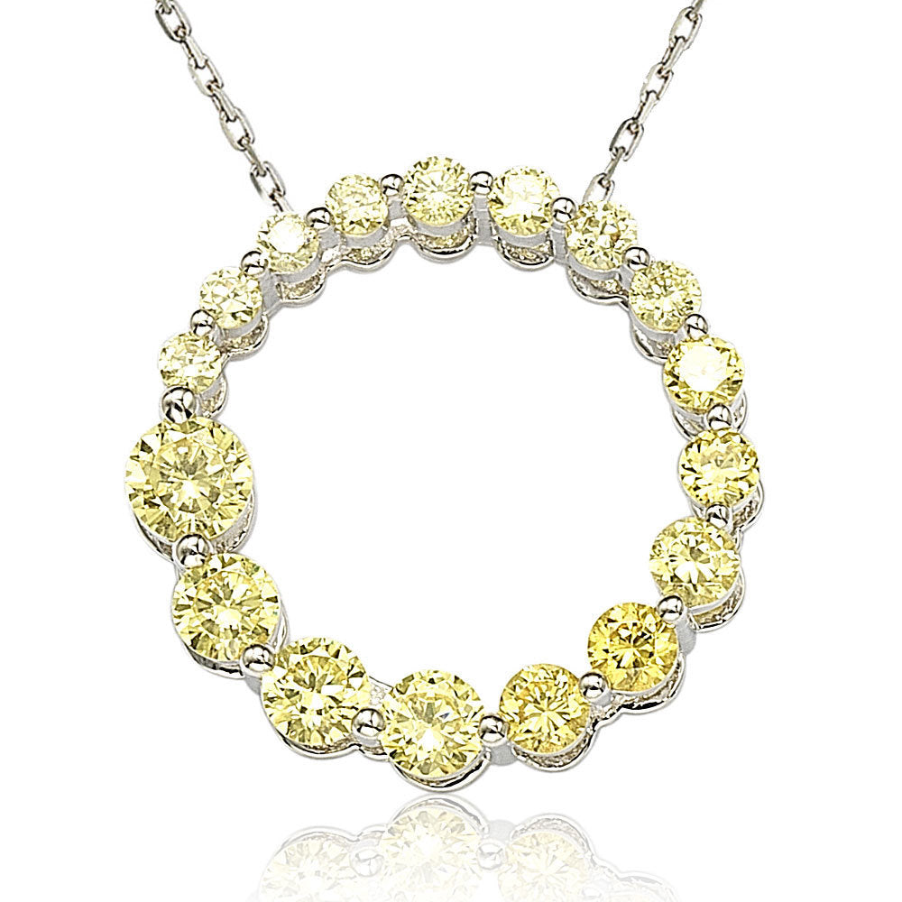 Suzy Levian Sterling Silver Cubic Zirconia Circle Journey Necklace