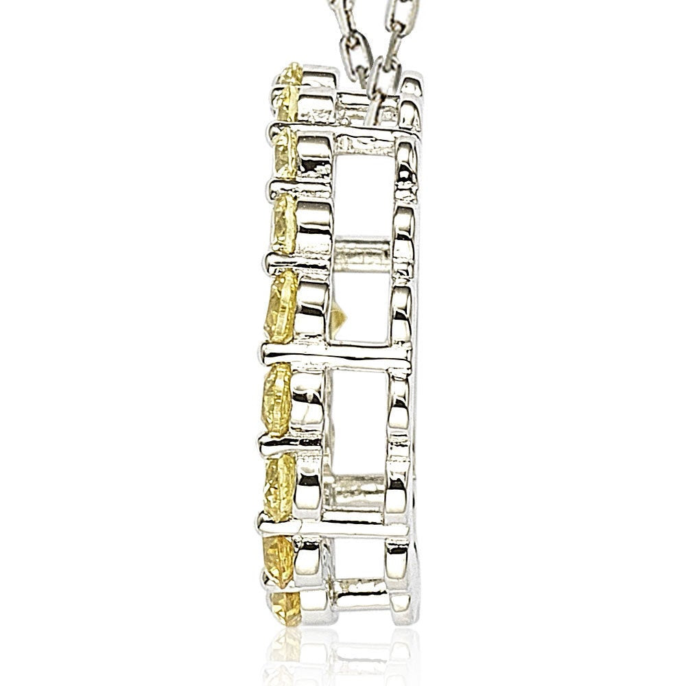 Suzy Levian Sterling Silver Cubic Zirconia Circle Journey Necklace