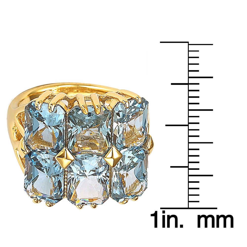 Suzy Levian 14k Gold plated Sterling Silver Emerald-cut Cubic Zirconia Ring