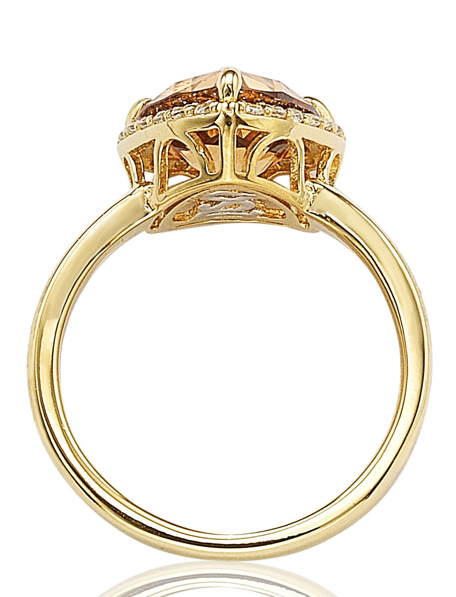 Suzy Levian Gold plated Sterling Silver Brown Cubic Zirconia Ring