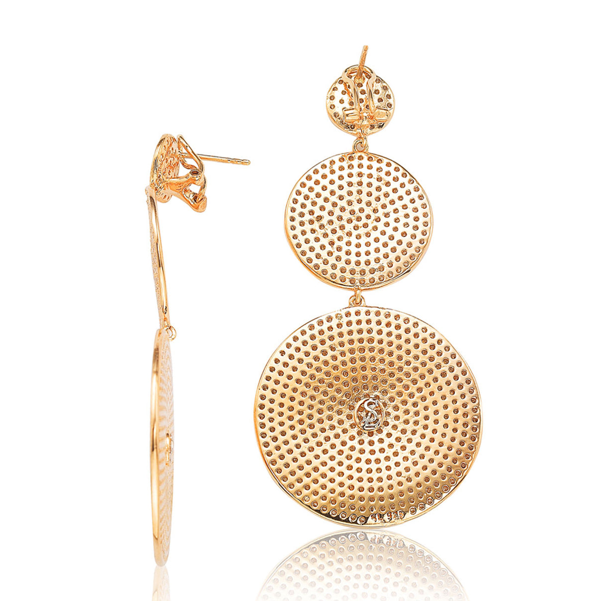 Suzy Levian Rose Sterling Silver Cubic Zirconia Circle Earrings