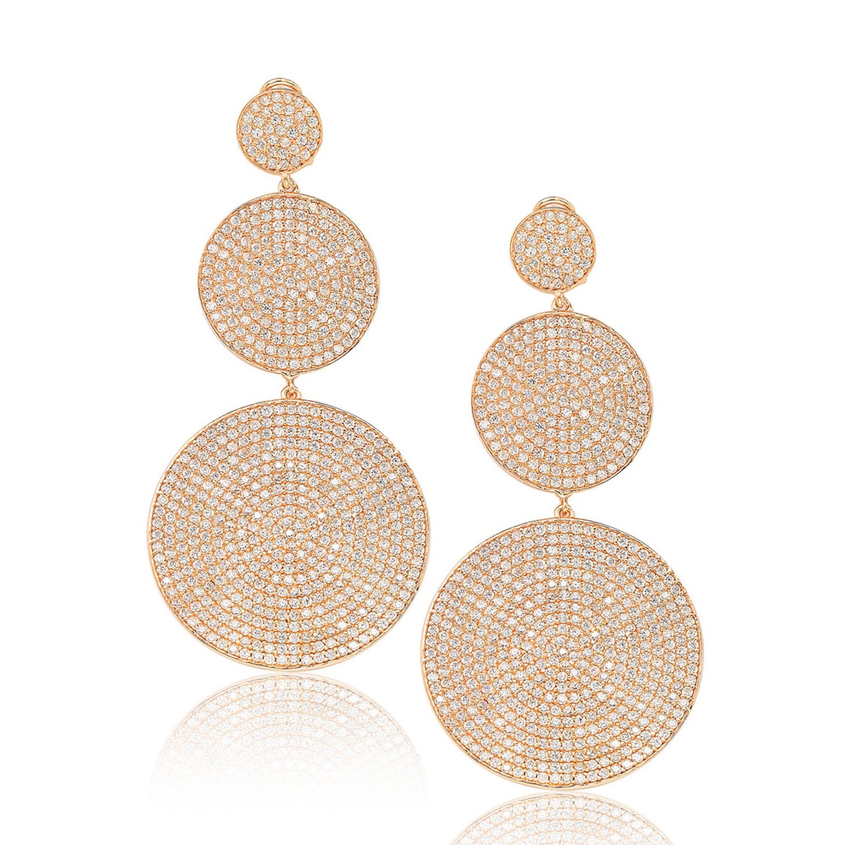 Suzy Levian Rose Sterling Silver Cubic Zirconia Circle Earrings