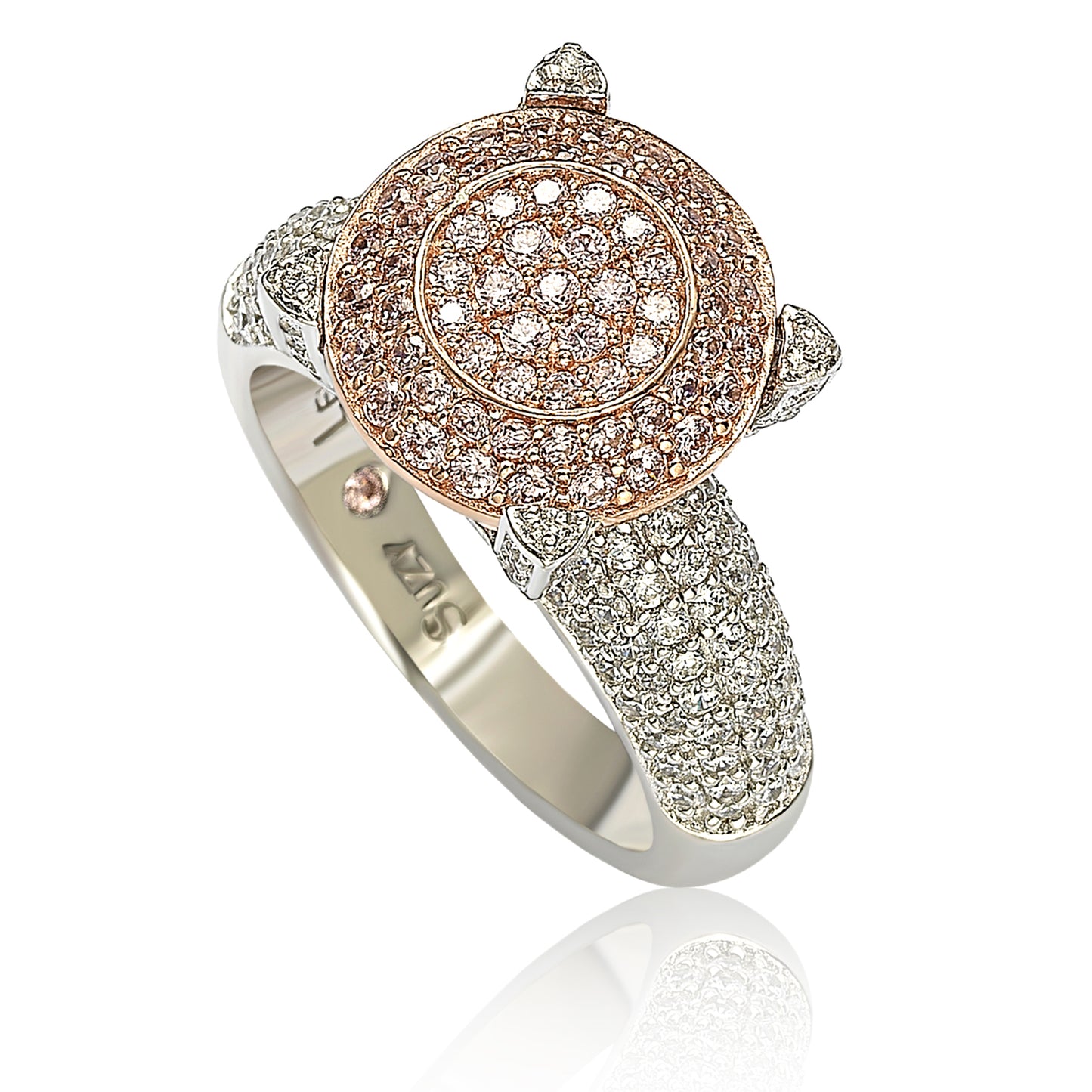 Suzy Levian Sterling Silver Pave Pink Cubic Zirconia Ring