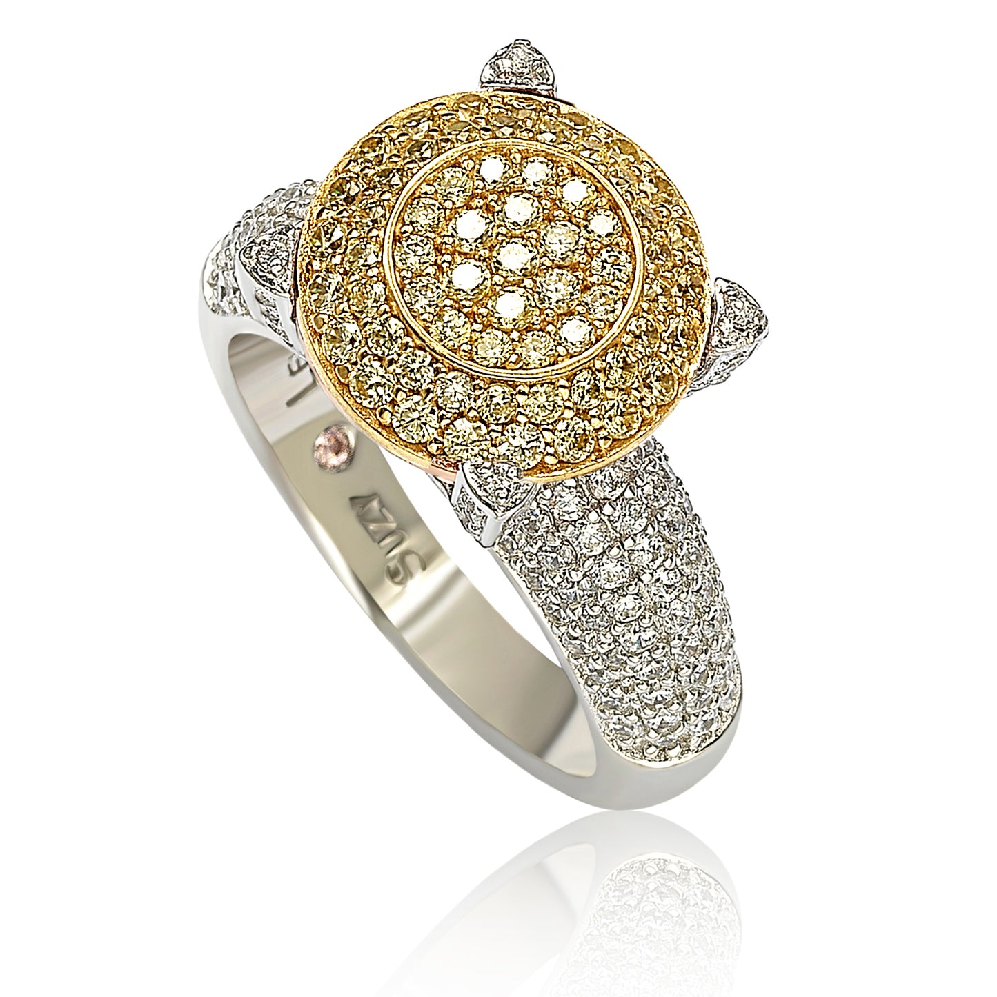 Suzy Levian Sterling Silver Pave Yellow Cubic Zirconia Ring