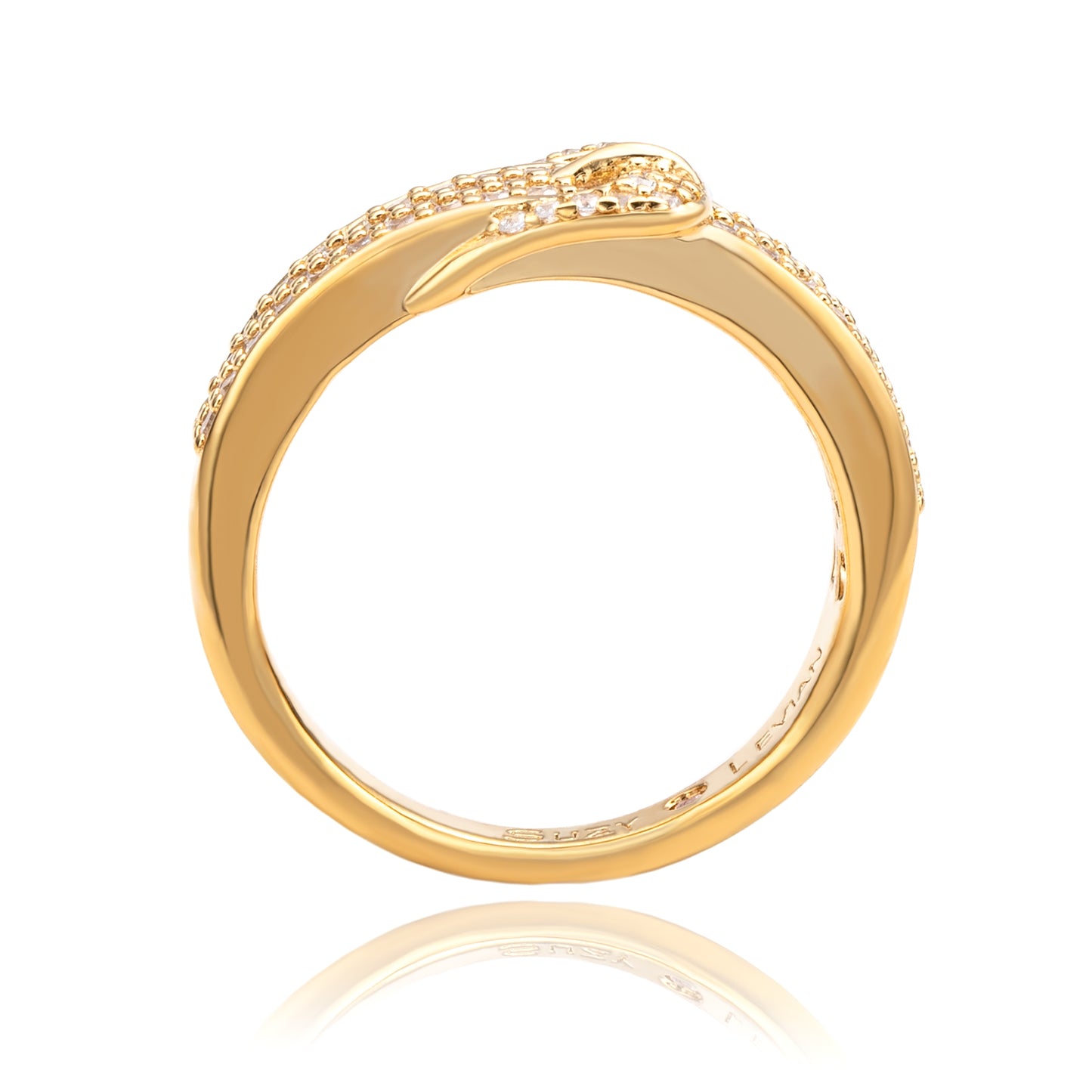 Suzy Levian Yellow Sterling Silver White Cubic Zirconia Buckle Ring