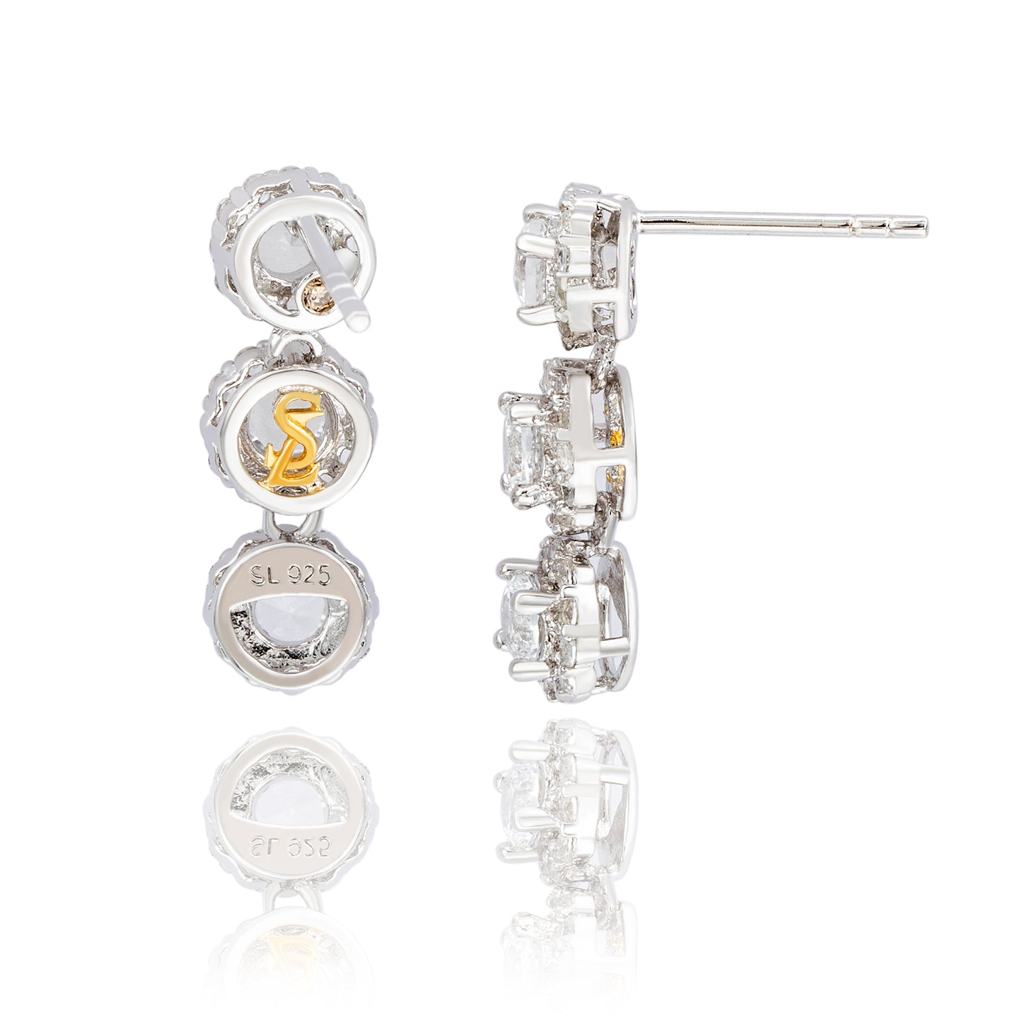 Suzy Levian Sterling Silver White Topaz Circle Dangle Earrings