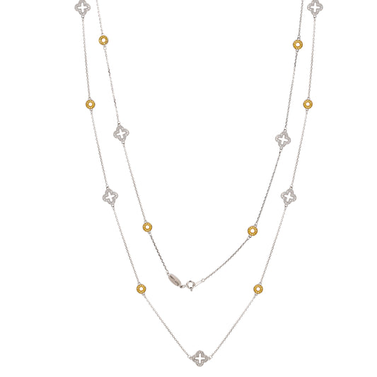 Suzy Levian Sterling Silver Yellow Sapphire & Diamond Accent Station Necklace