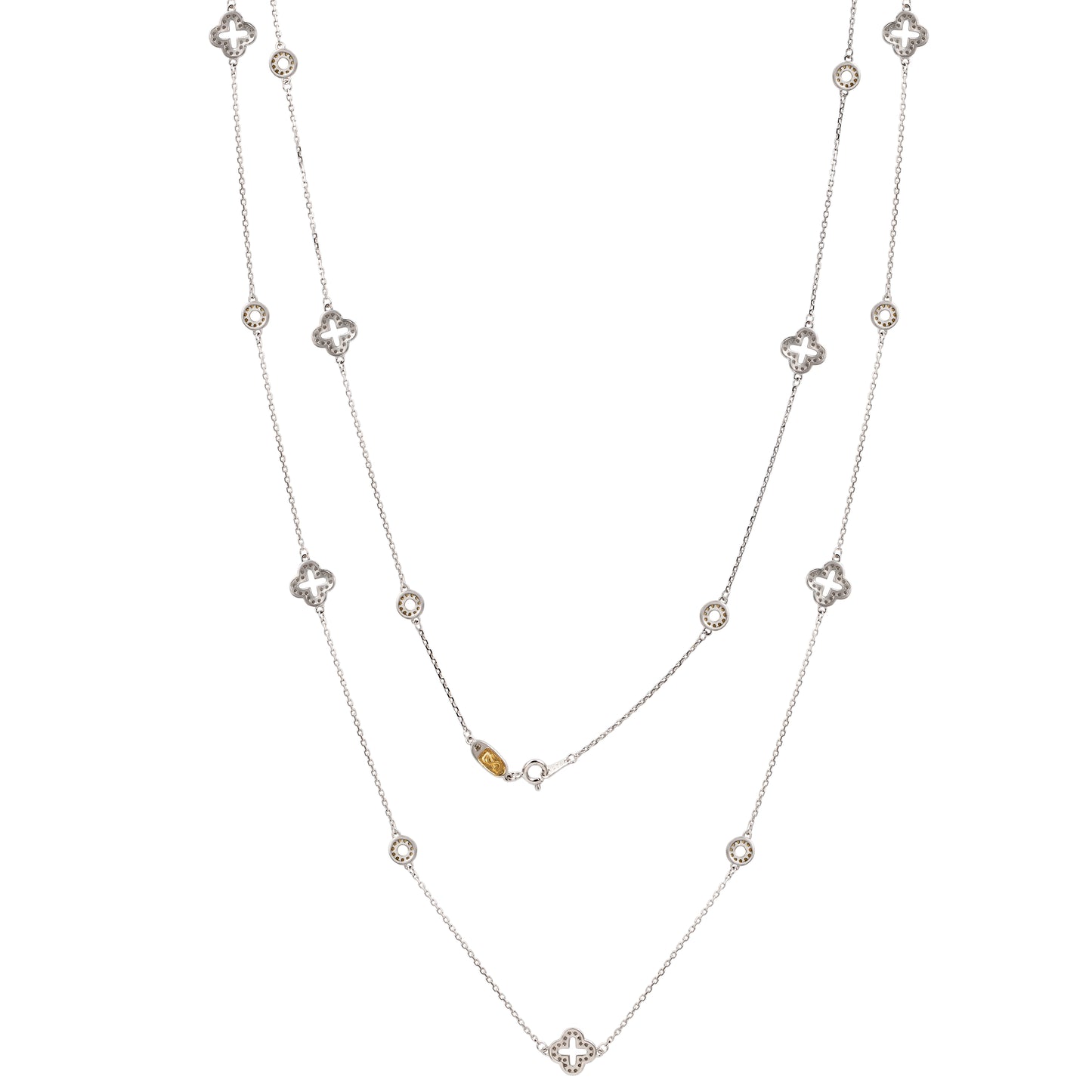 Suzy Levian Sterling Silver Yellow Sapphire & Diamond Accent Station Necklace