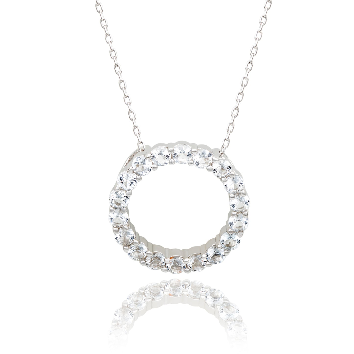 Suzy Levian Sterling Silver White Topaz & Diamond Accent Circle Eternity Necklace