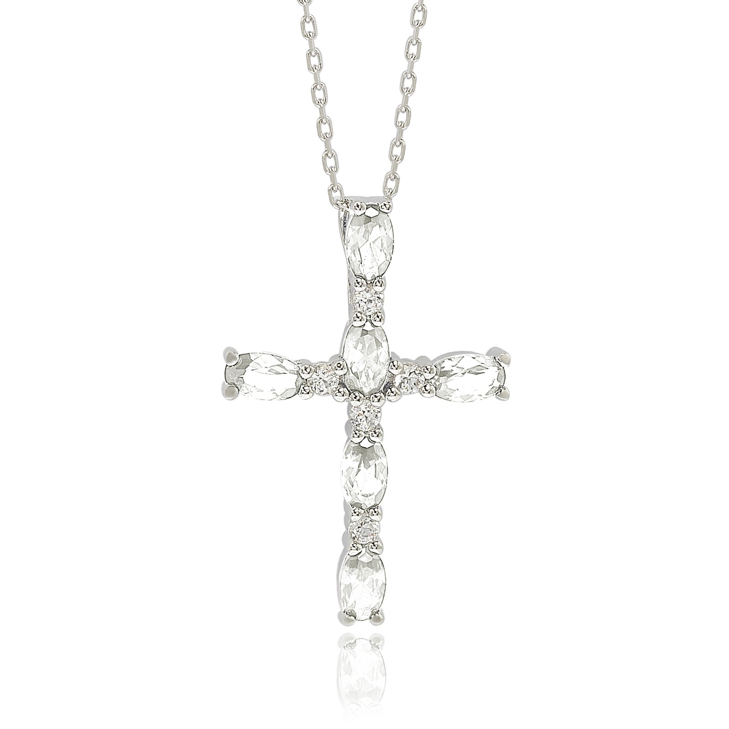 Suzy Levian Sterling Silver White Topaz Cross Pendant