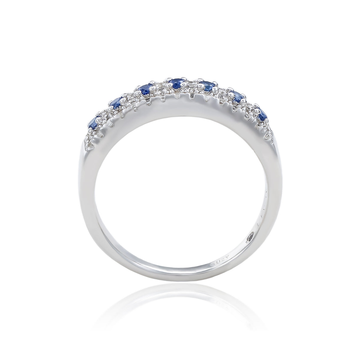 Suzy Levian Sterling Silver Sapphire & Diamond Accent Pave Band Ring
